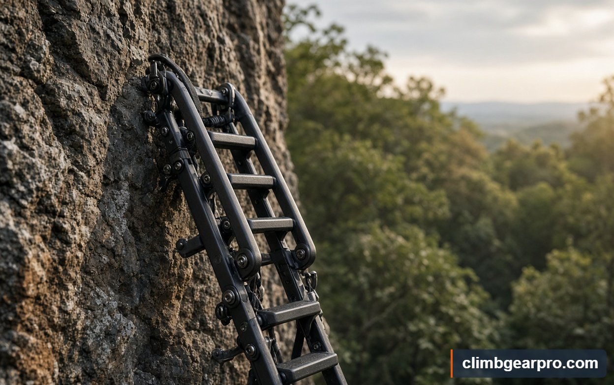 Close-up detail of climbing sticks for saddle hunting 2026 while climbing